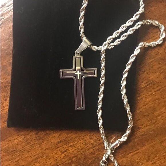 COPY - Men’s Large Silver Cross Necklace - Picture 3 of 6